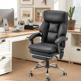 U-HOMY - 6 Vibration Point Ergonomic Office Chair – Adjustable Height and Angle, 360° Swivel with Rolling Wheels - Black