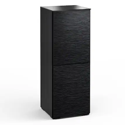 Front. Salamander Designs - Salamander Designs Chameleon Collection Chicago 617 Twin AV Cabinet (Textured Black Oak with Black Glass Top) - Black Oak.