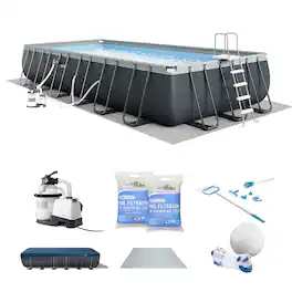 Intex - XTR 24' x 12' x 52" Above Ground Pool and Optiflow 2 Pack Filter Sand - Saltwater System