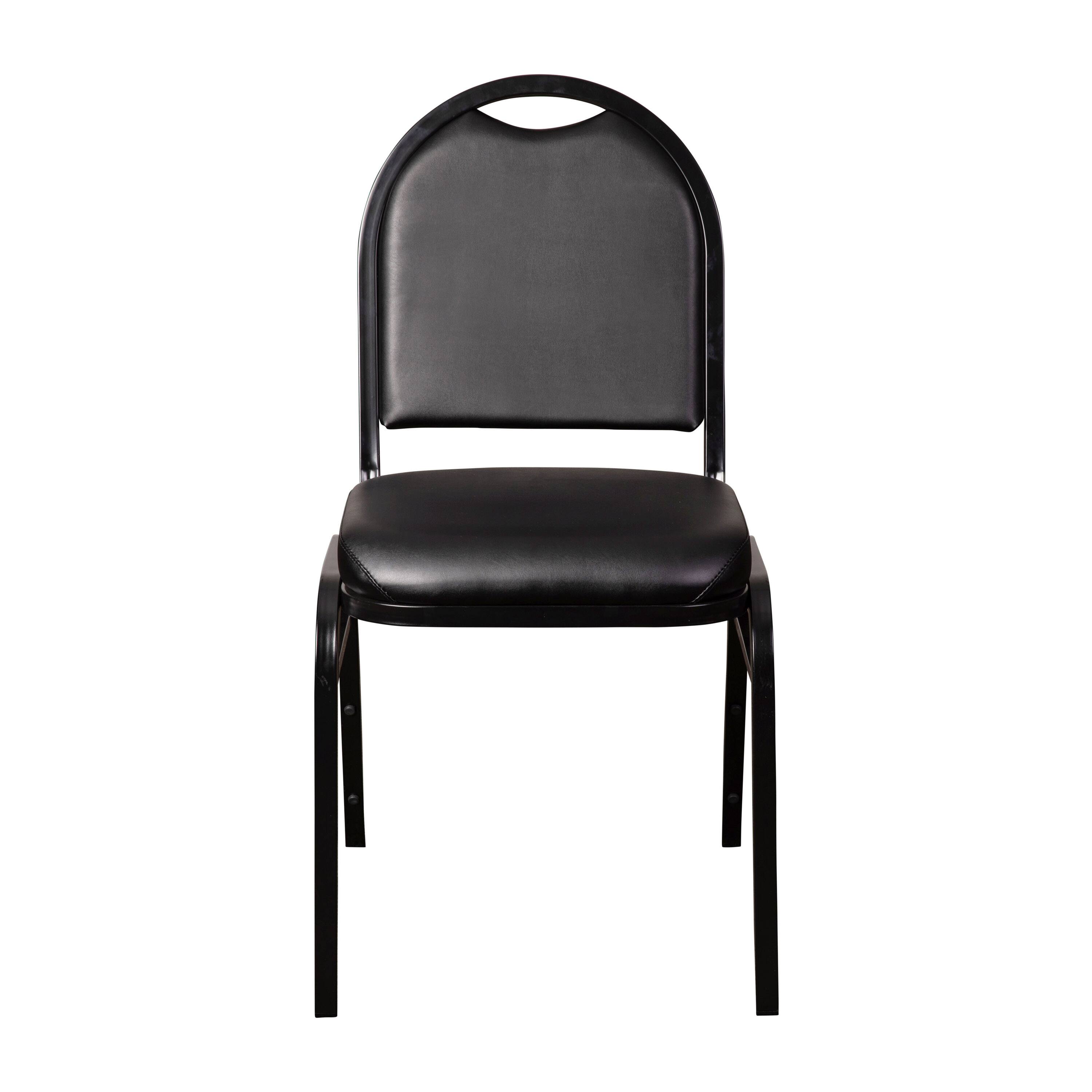 Alt View 10. Emma + Oliver - Dymoke Versatile Dome Back Stacking Banquet Chair - Black Vinyl/Black Frame.