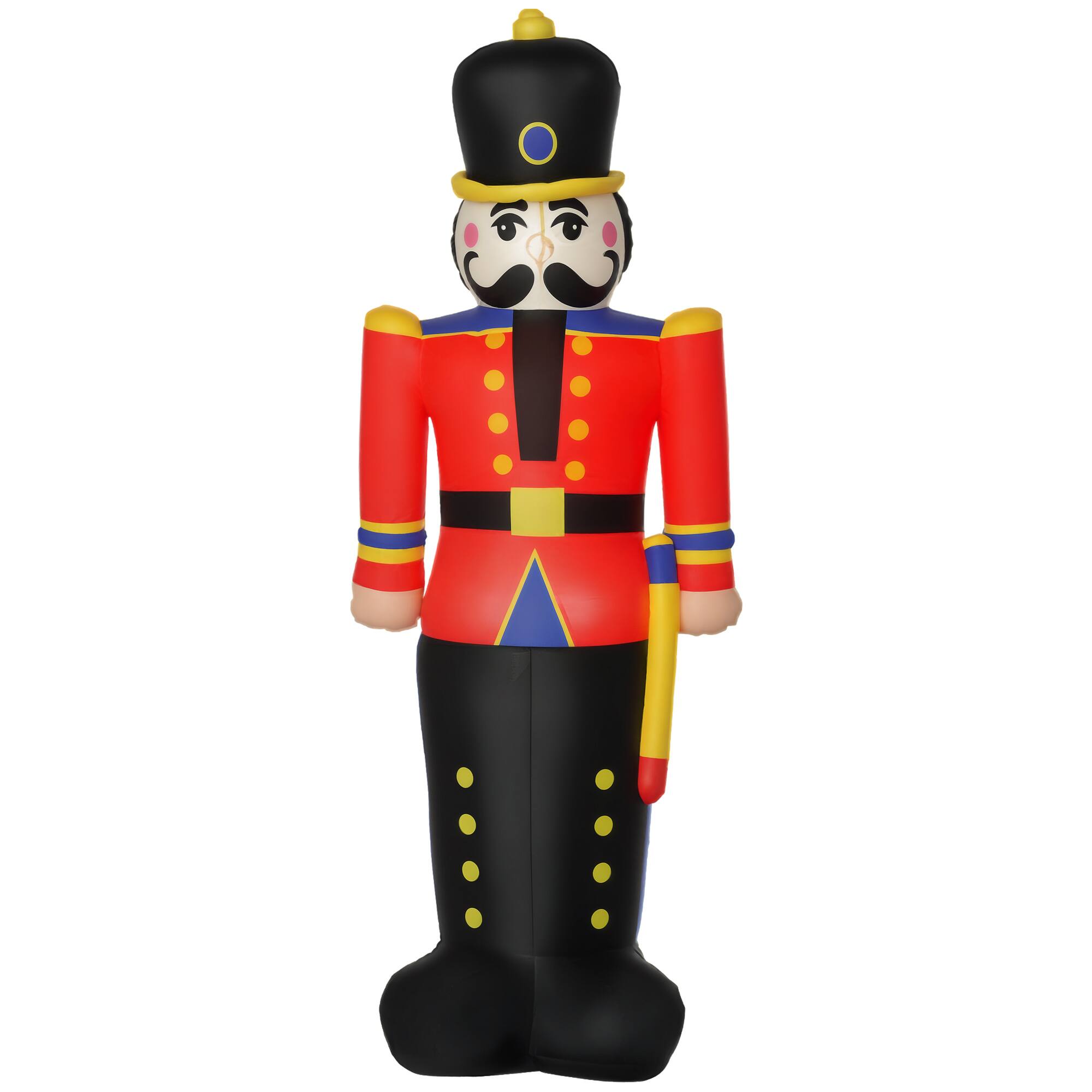 Front. Homcom - 6ft Inflatable Nutcracker Toy Soldier, Outdoor Blow-Up Yard Decoration with LED Lights - Black.