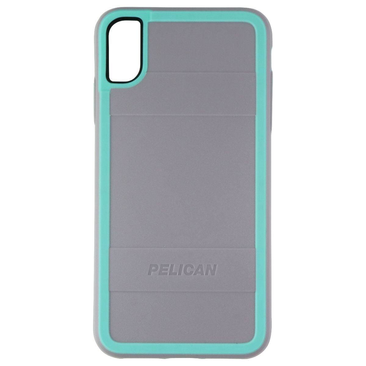 Back. Pelican - Protector Series Dual Layer Case for Apple iPhone Xs Max - Grey/Aqua.