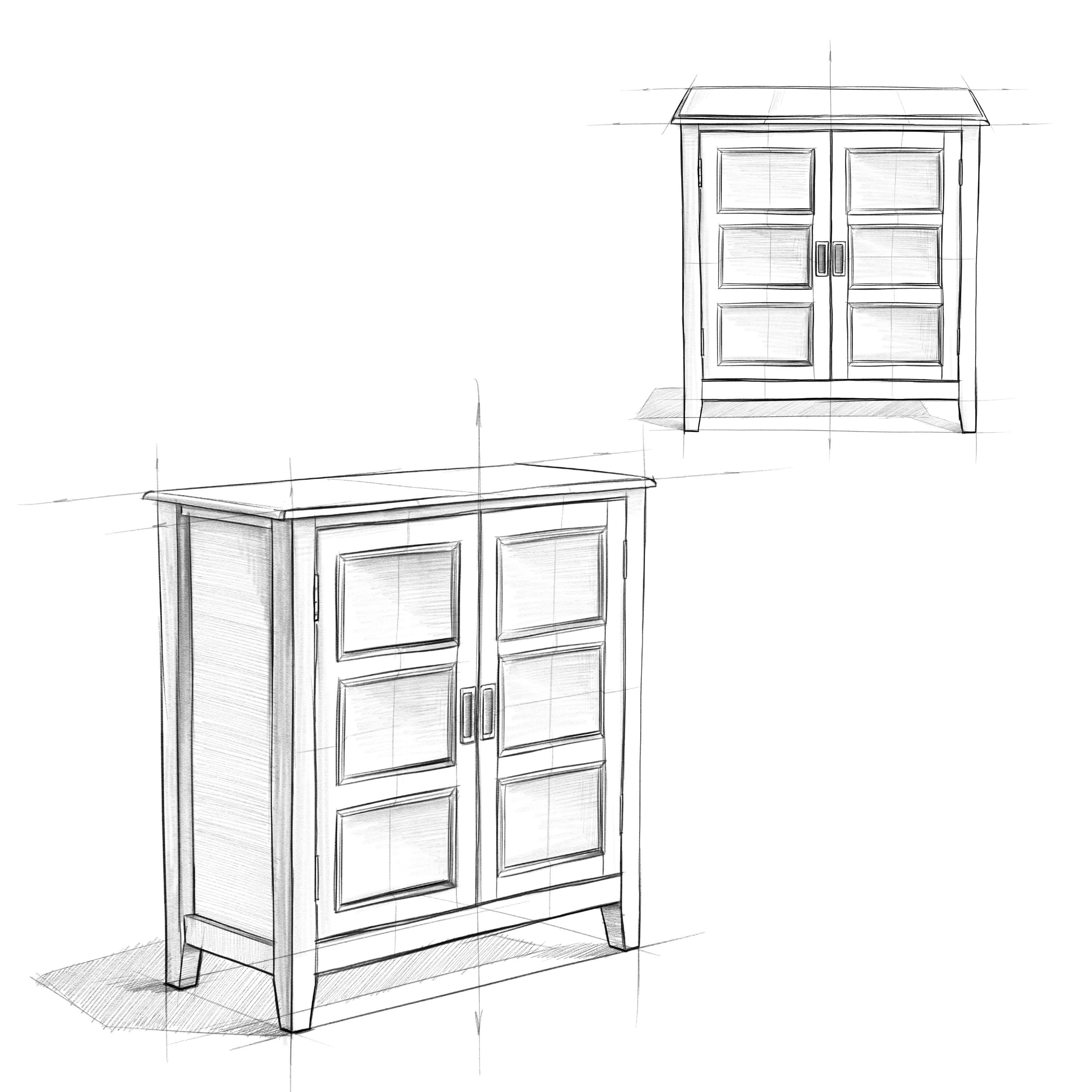 Alt View 18. Simpli Home - Burlington Low Storage Cabinet - Mahogany Brown.