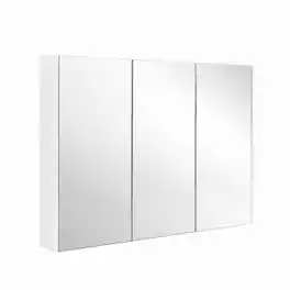 WELLFOR - 34.5 in Frameless 3-Door Mirrored Medicine Cabinet with 6 Storage Compartments - White
