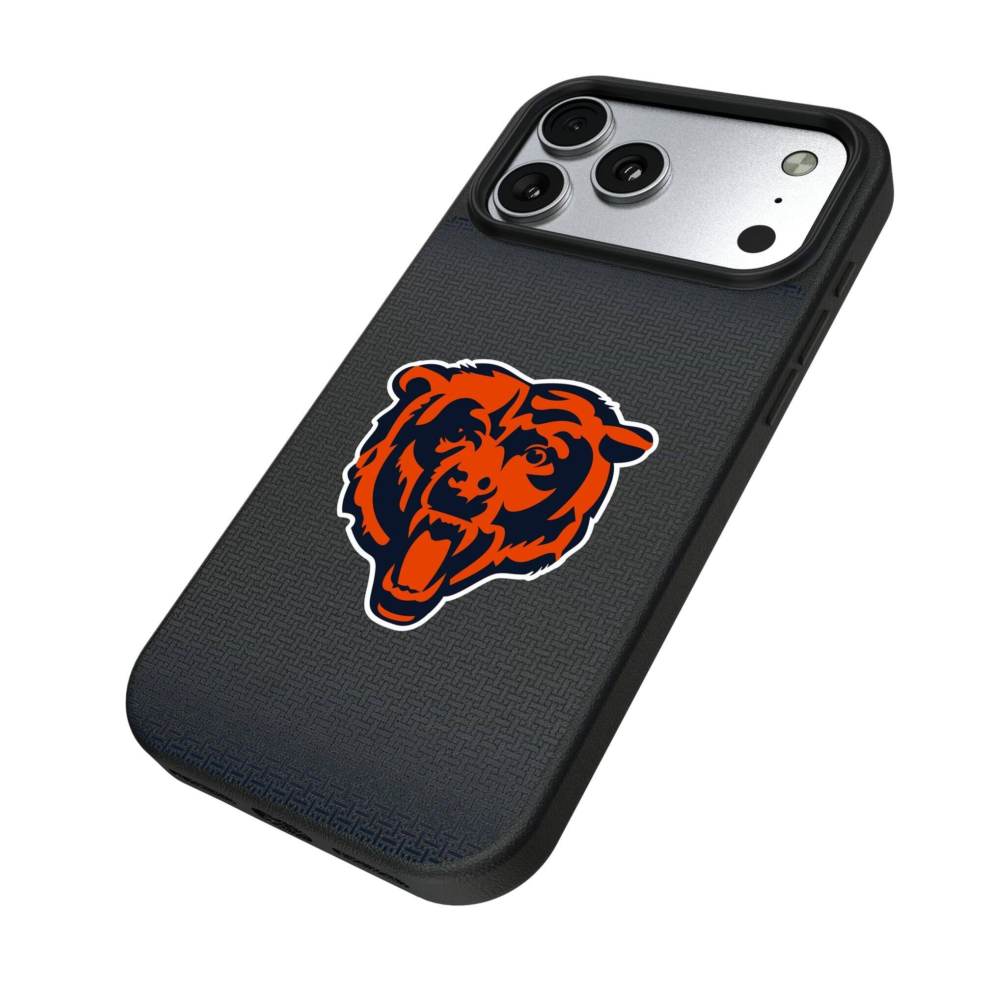 Alt View 1. Keyscaper - Chicago Bears Linen Logo iPhone Magnetic Bump Case - 16 Plus - Black.