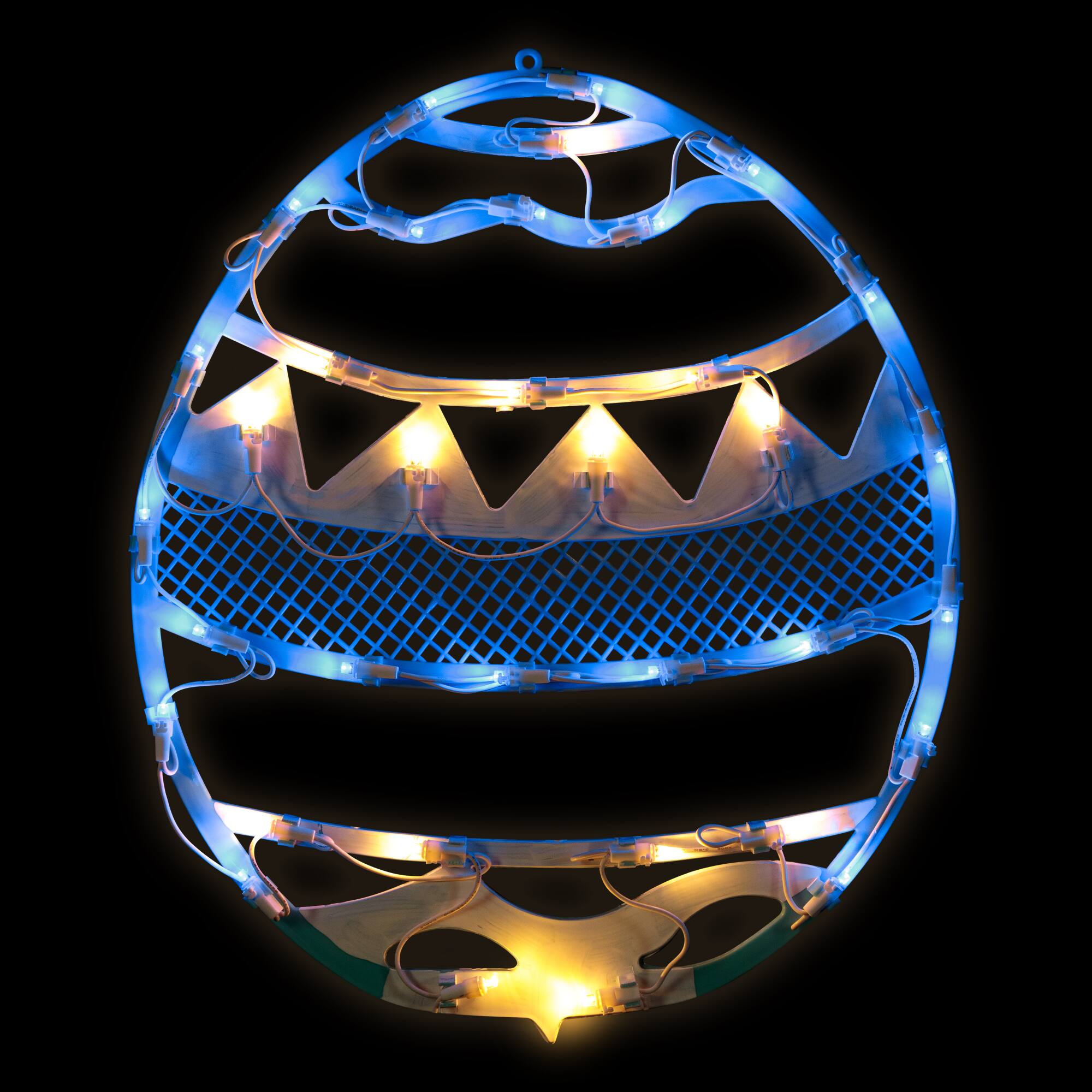 Front. Northlight - LED Lighted Easter Egg Spring Window Decoration - 17"  - Blue - Blue.