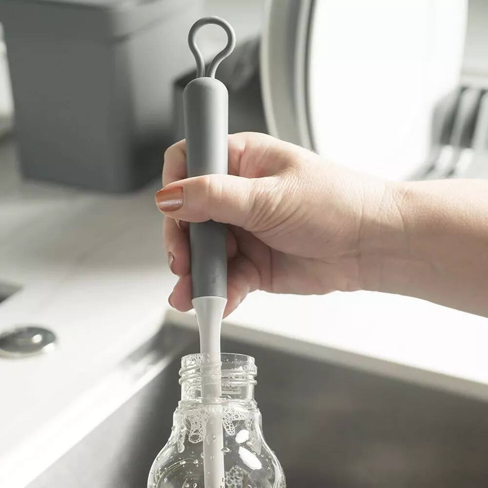 Angle. OU - OU Bottle & Glass Brush – Ergonomic, Scratch Free, Deep Cleaning of Cups, Bottles & Glasses.