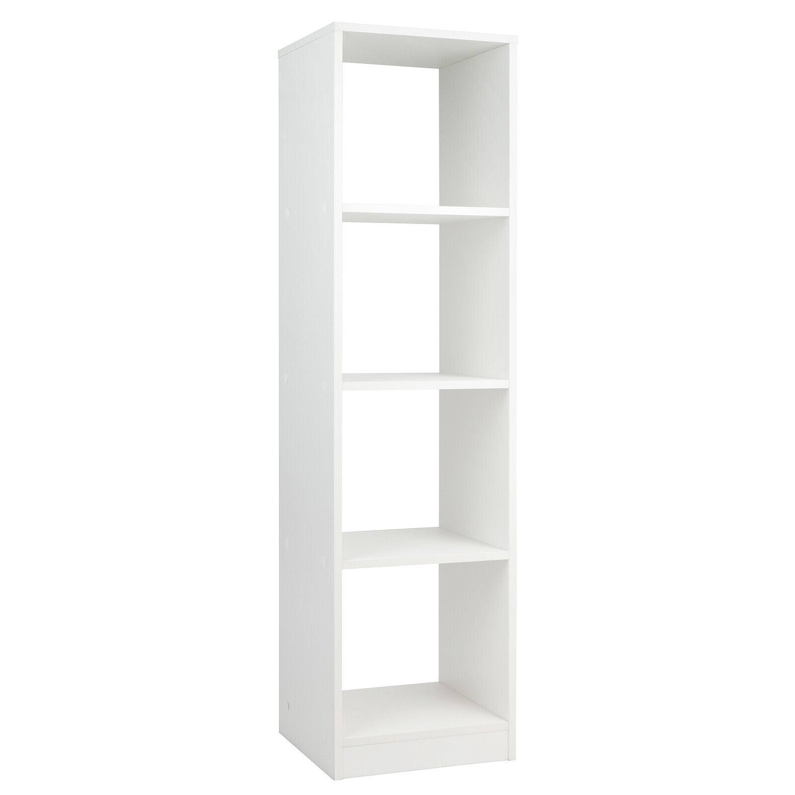 Front. SlickBlue - 5-Tier 4-Cube Storage Bookshelf with Anti-Tip Feature for Books and Decor - White.