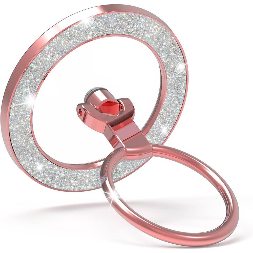 Front. PARKER SLATER - Magnetic Phone Ring Holder & Grip, Glitter Rose Gold - Glitter Rose Gold.