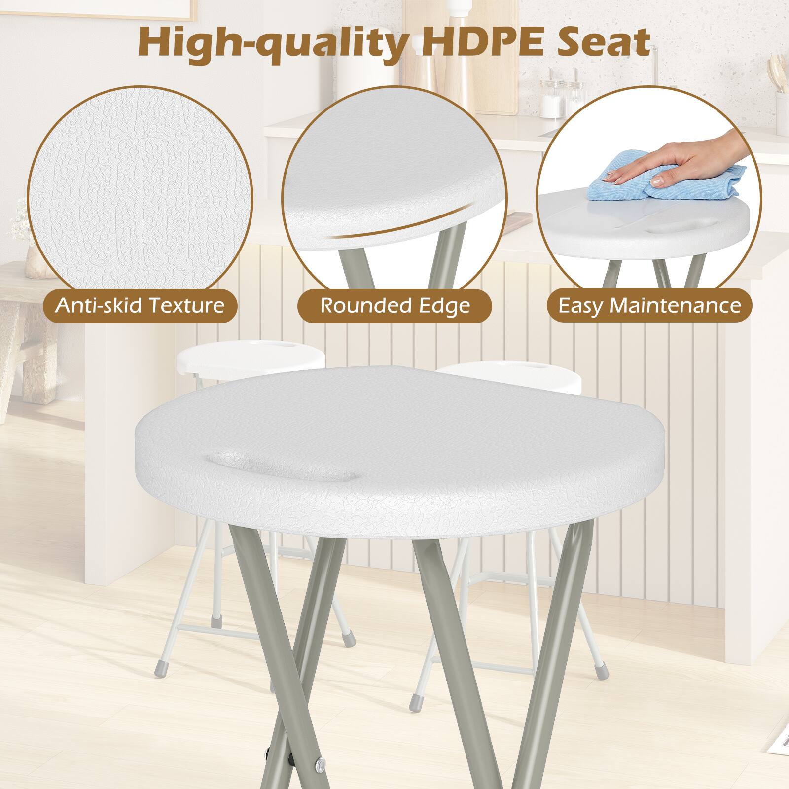 High-quality HDPE Seat

- Anti-skid Texture
- Rounded Edge
- Easy Maintenance