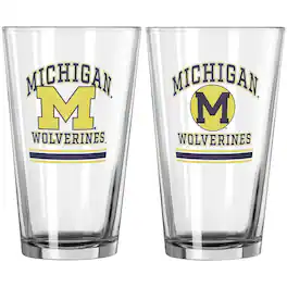 Logo Brands - Michigan Wolverines 16oz. Pint Glass Two Pack - Multicolor