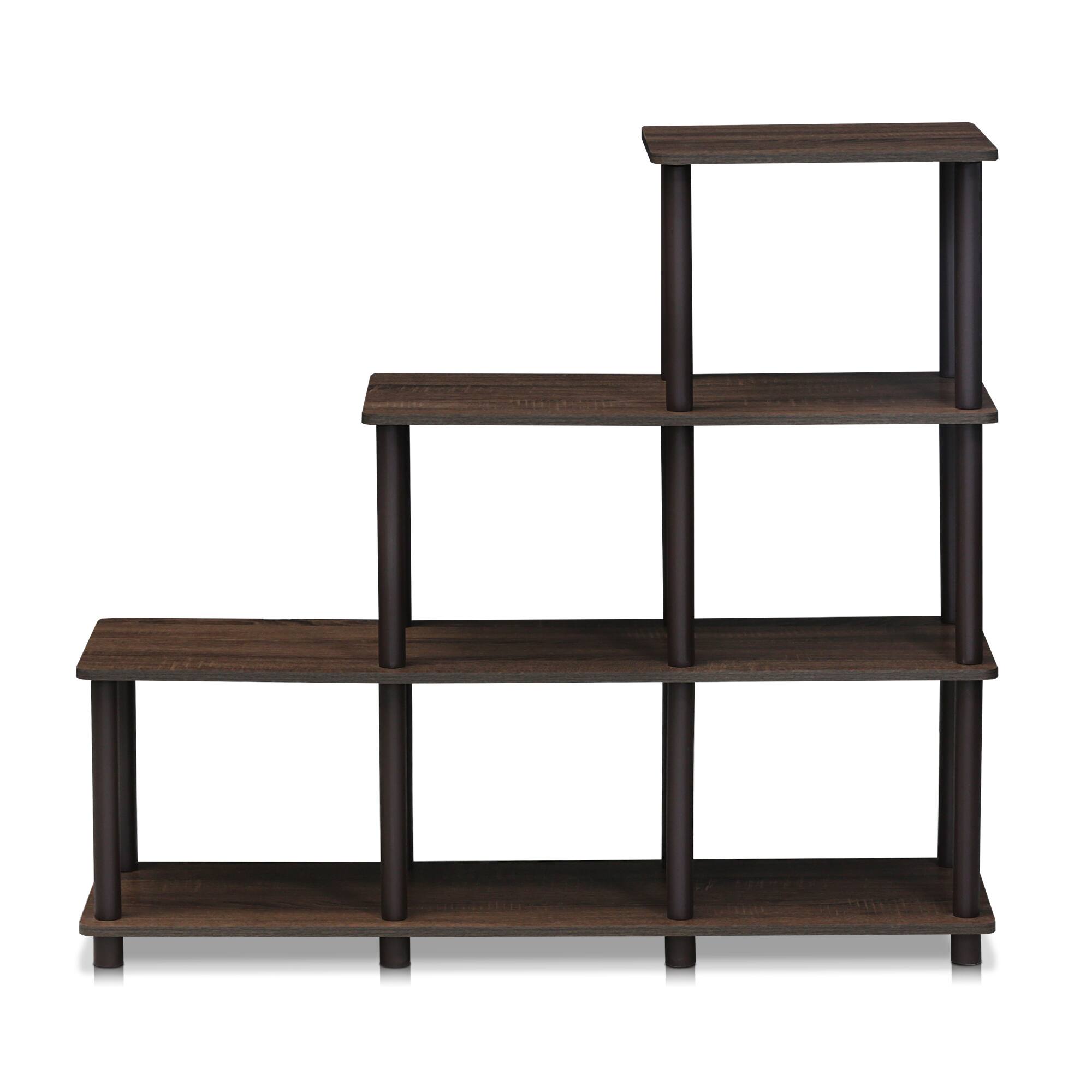 Alt View 2. Furinno - Turn-N-Tube Ladder Space Shelf, Walnut/Brown - Walnut/Brown.