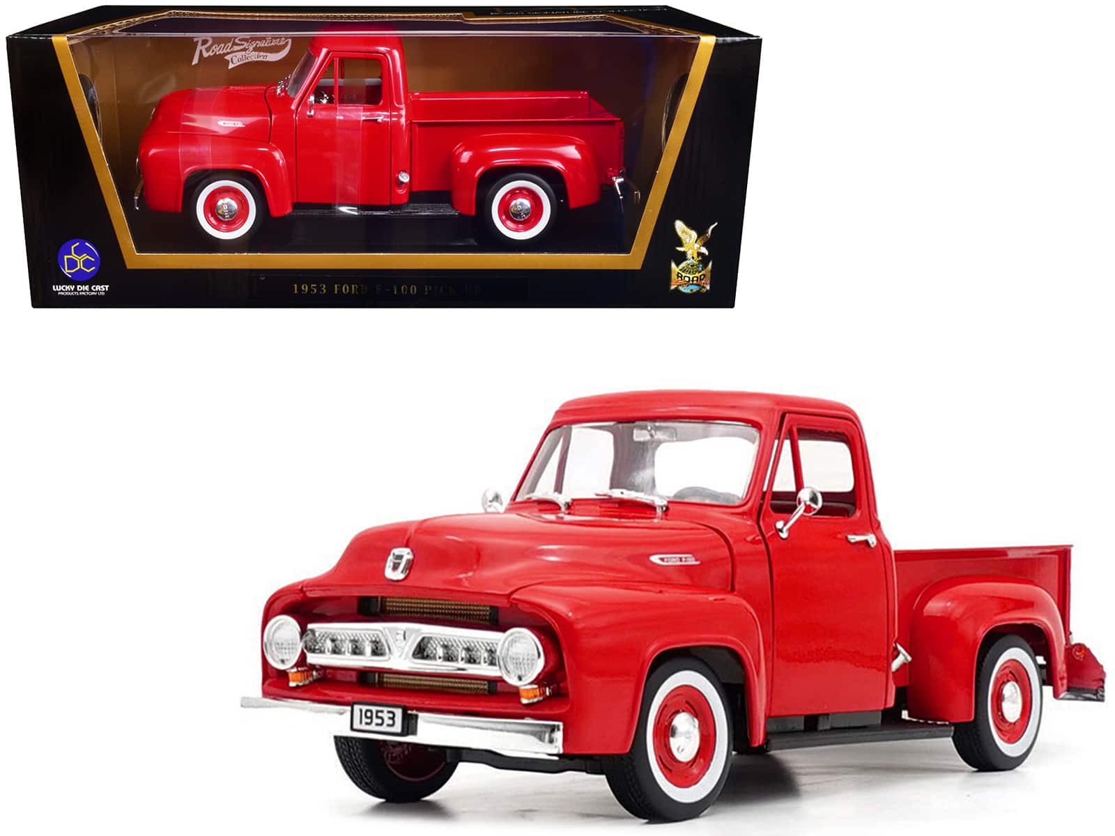 1953 Ford F-100 Pickup Truck Red 1/18 Diecast Model Car by Road Signature price history on PriceWatchPro