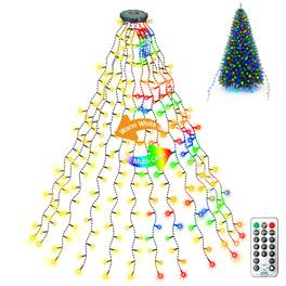 Veranti - 300-LED Cascading Christmas Tree String Lights with Remote, 12 Drops, Selectable Lighting - Warm White + Multicolor