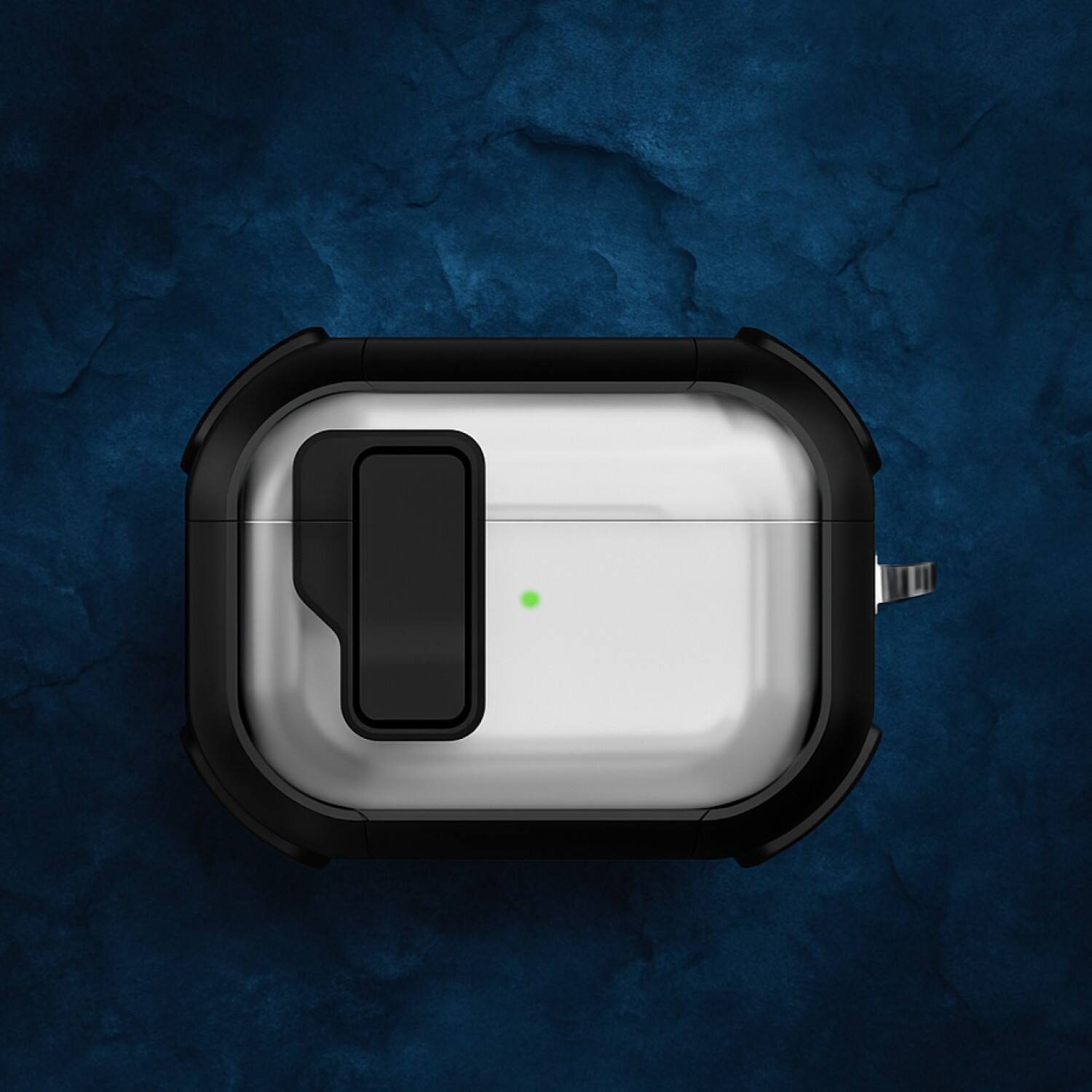 Angle. SaharaCase - Apple Airpods Pro 3 Case | Secure Lock | Anti-Shock Corners | Premium Clip | Venture-X Series - Scorpion Black.