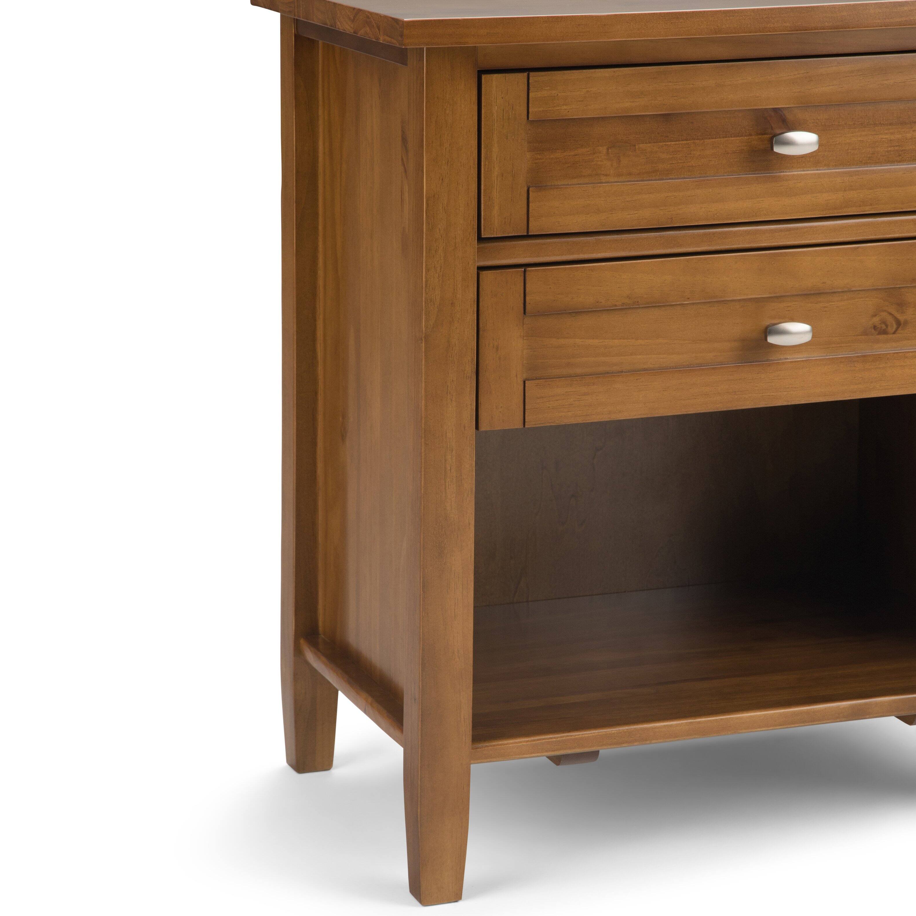 Alt View 4. Simpli Home - Warm Shaker 24 inch Solid Wood Transitional Night Stand in Light Golden Brown (Set of 2) - Light Golden Brown.