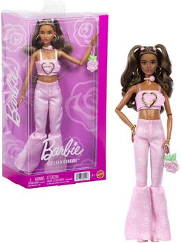 Mattel - Barbie Deluxe Style Fashion Doll #12 in Pink Denim Crop Top And Flare Jeans, Brunette - COLLECTIBLES - Multicolor
