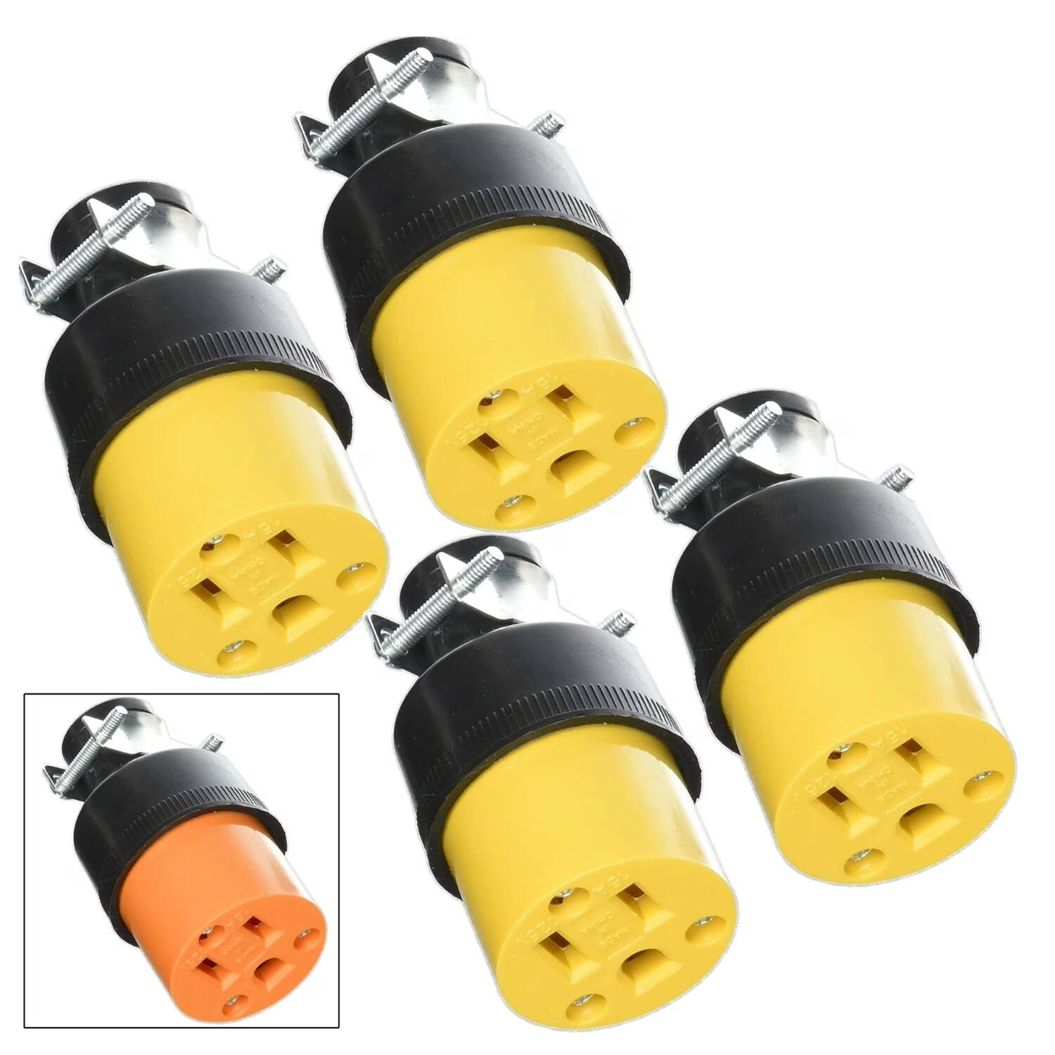 Front. Home Collection - 4 Pack Heavy Duty Female Plug Extension Cord Repair Ends - BLACK.
