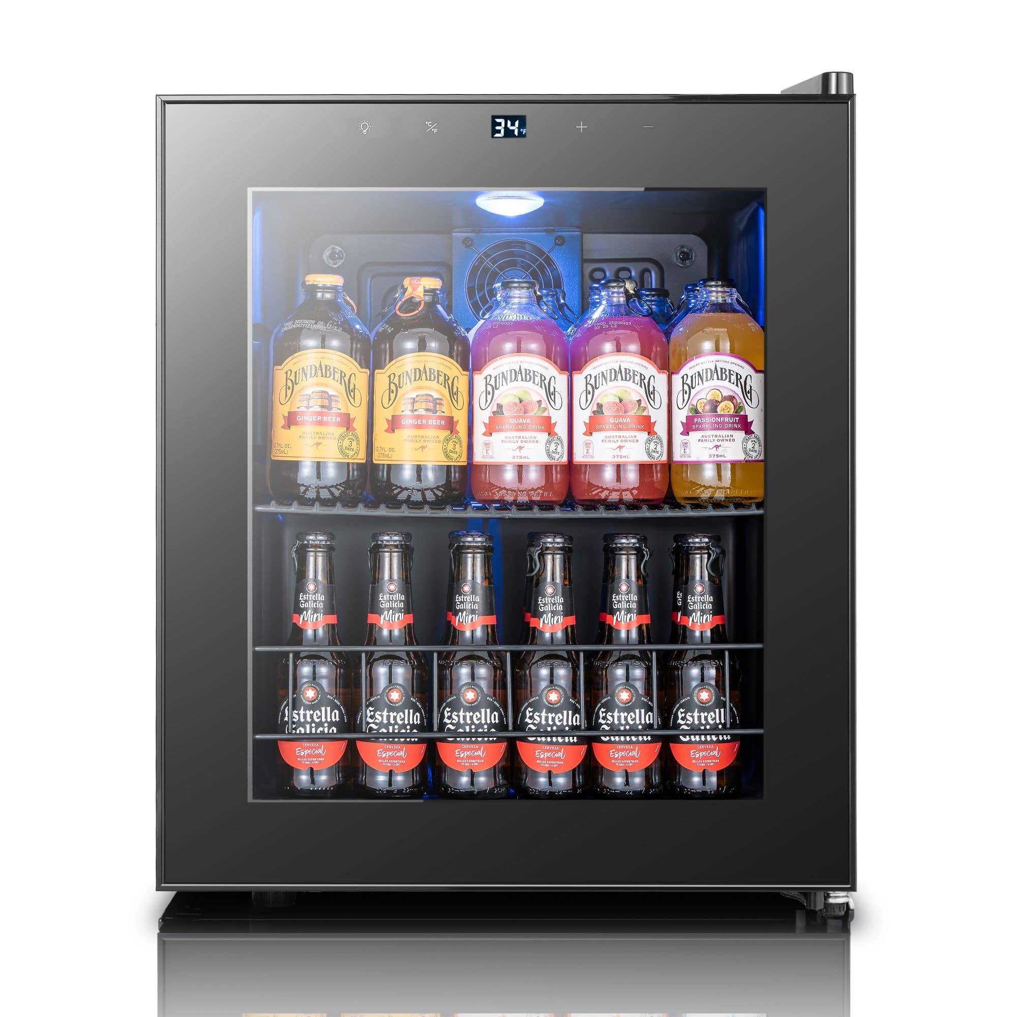 Yeego - Beverage Refrigerator Cooler, 65 Cans Freestanding Mini Beverage Fridge with Glass Door Beverage cooler for Home Office - Black