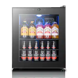 Yeego - Beverage Refrigerator Cooler, 65 Cans Freestanding Mini Beverage Fridge with Glass Door Beverage cooler for Home Office - Black