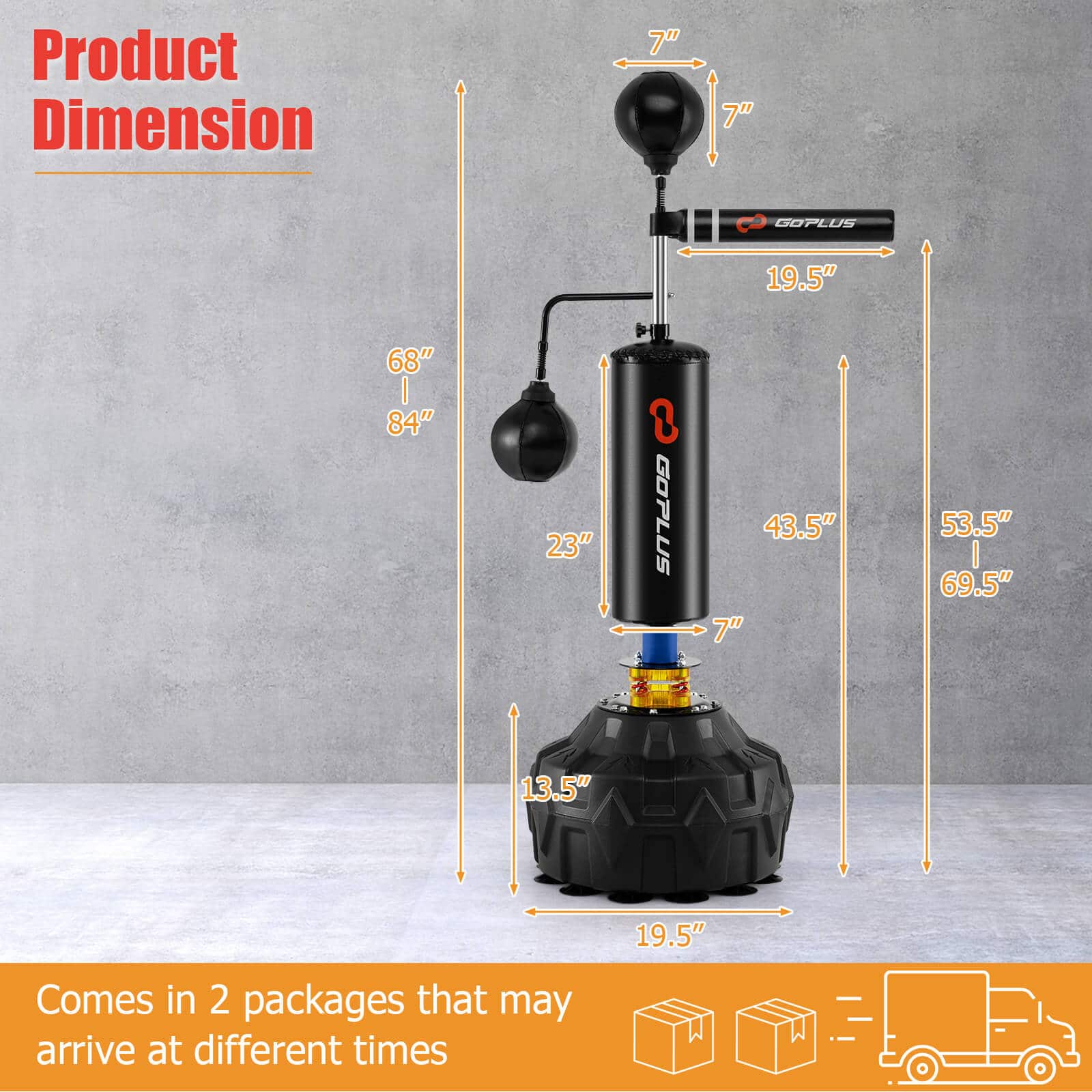 Costway Boxing Speed Trainer Freestanding Fillable 360° Spinning