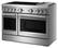 Left. KitchenAid - 6.3 Cu. Ft. Freestanding Double Oven Electric Induction Commercial-Style Range with Griddle - Stainless Steel.