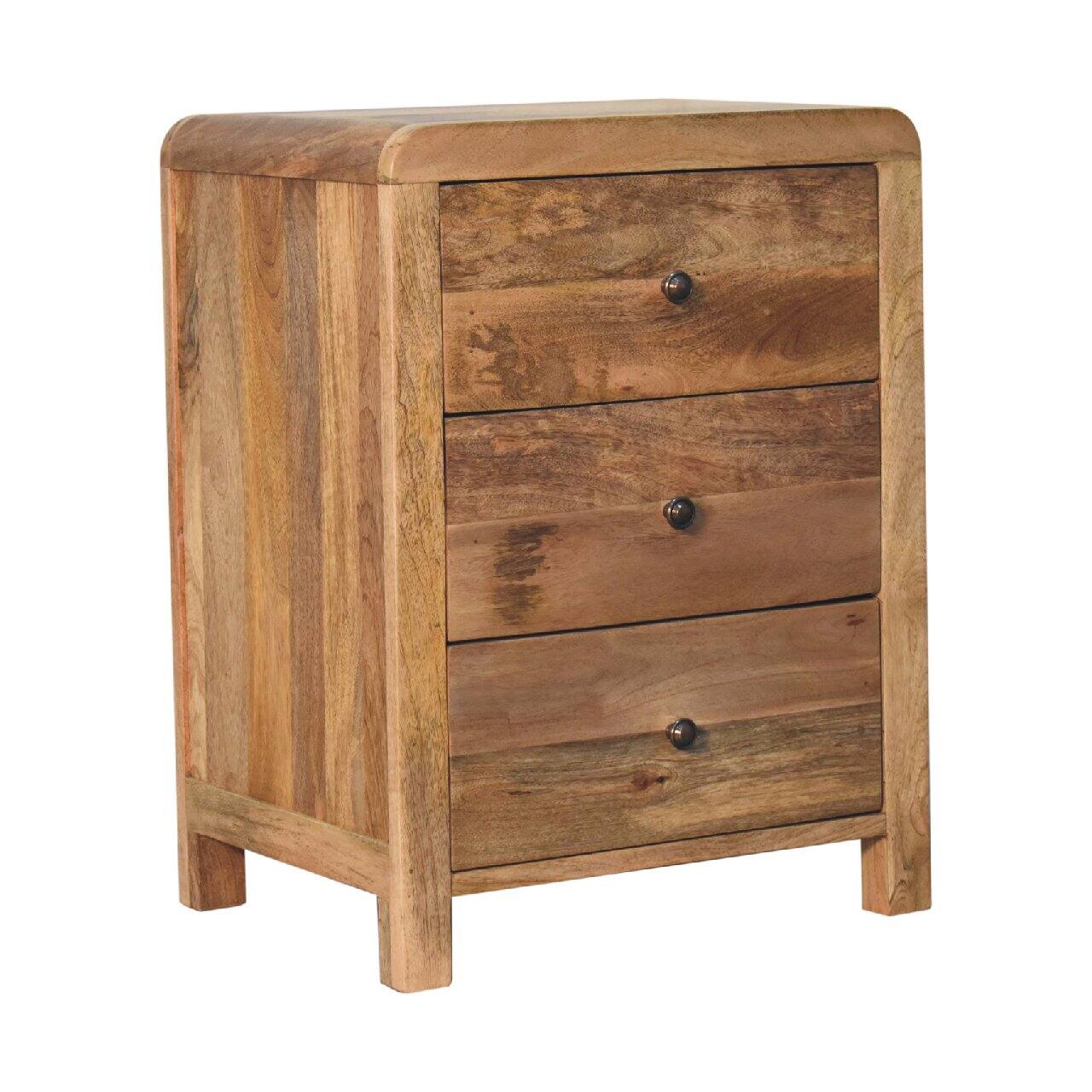 Left. Artisan Furniture - Artisan Furniture Solid Wood Oak-ish Naya Nightstand, 3 Drawers, Brown - Oak.