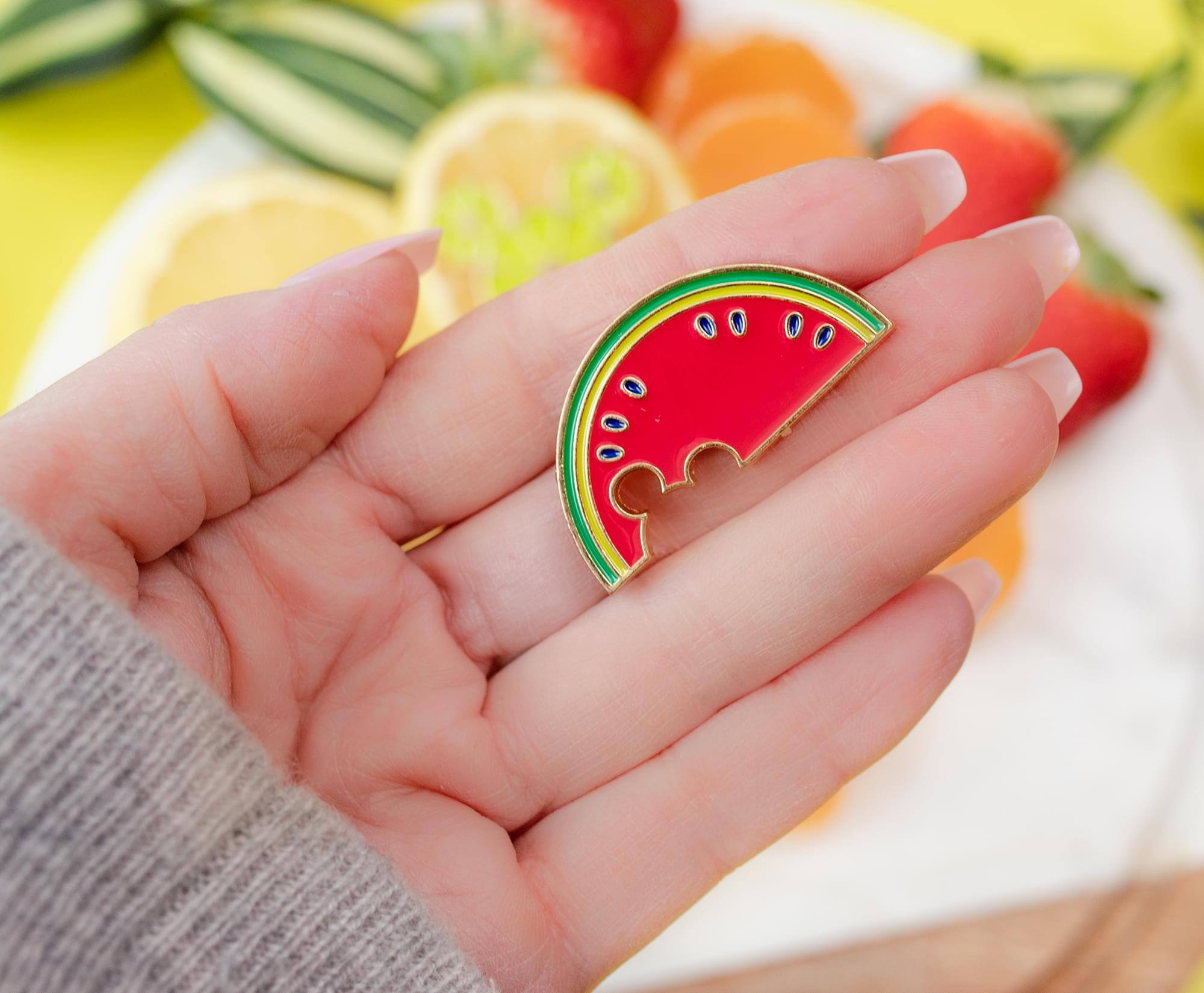 Alt View 3. Disney - Disney Mickey Mouse Fresh Fruit 4-Piece Enamel Pin Set - Black.