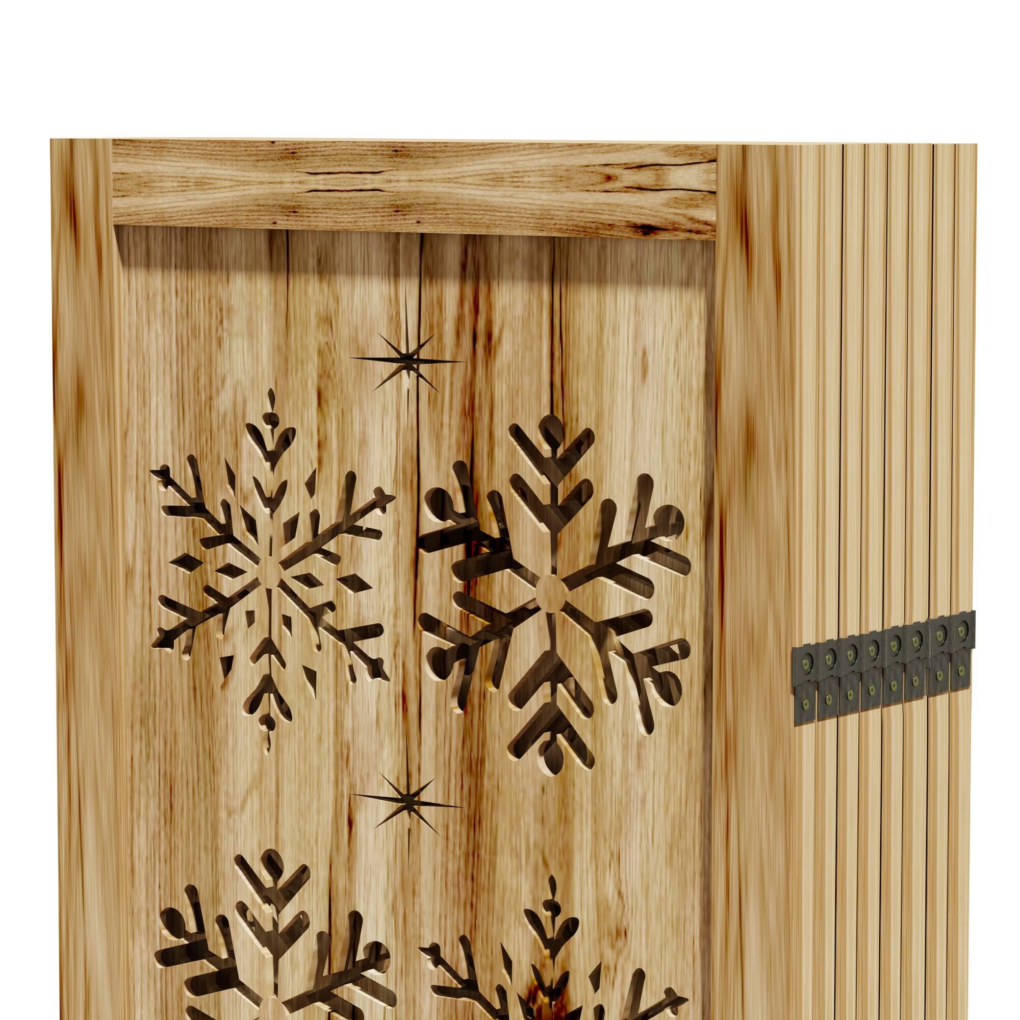 Alt View 3. PexFix - Room Divider, 8-Panel Freestanding Wood Screen, Snow Pattern, 67 in. H Folding Privacy Screen for Office, Bedroom - Natural.