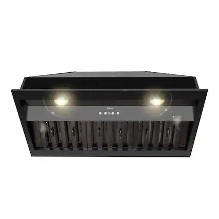 Front. Akicon - Akicon 36 inch Ducted 600-CFM Matte Black Range Hood Insert - Black.