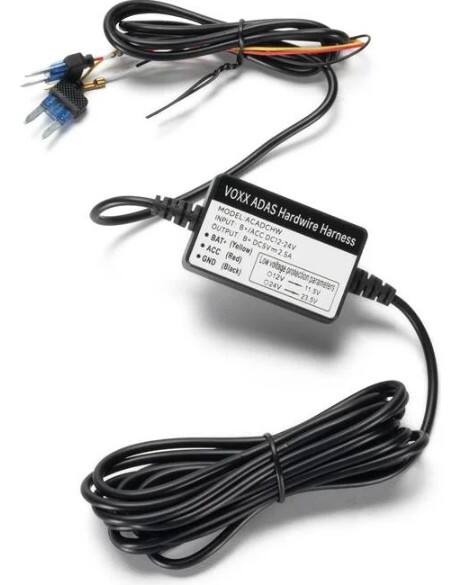VOXX ADAS HARDWIRE HARNESS  
MODEL: ACADCHW  
INPUT:  
- BAT+ (Yellow)  
- ACC (Yellow)  
- DCSV (DC12-24V)  
- GND (Red)  
- Low (Black)  

OUTPUT:  
- BAT+ (Yellow)  
- ACC (Yellow)  
- DCSV (DC12-24V)  
- GND (Red)  
- Low (Black)  

Low voltage protection: 0-12V, 0-24V, 11-11.5V, 23.5V