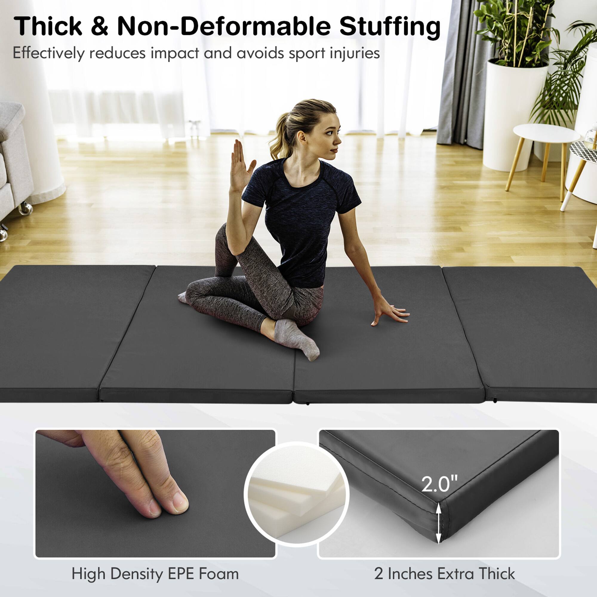Thick & Non-Deformable Stuffing  
Effectively reduces impact and avoids sport injuries  

2.0" High Density EPE Foam  
2 Inches Extra Thick