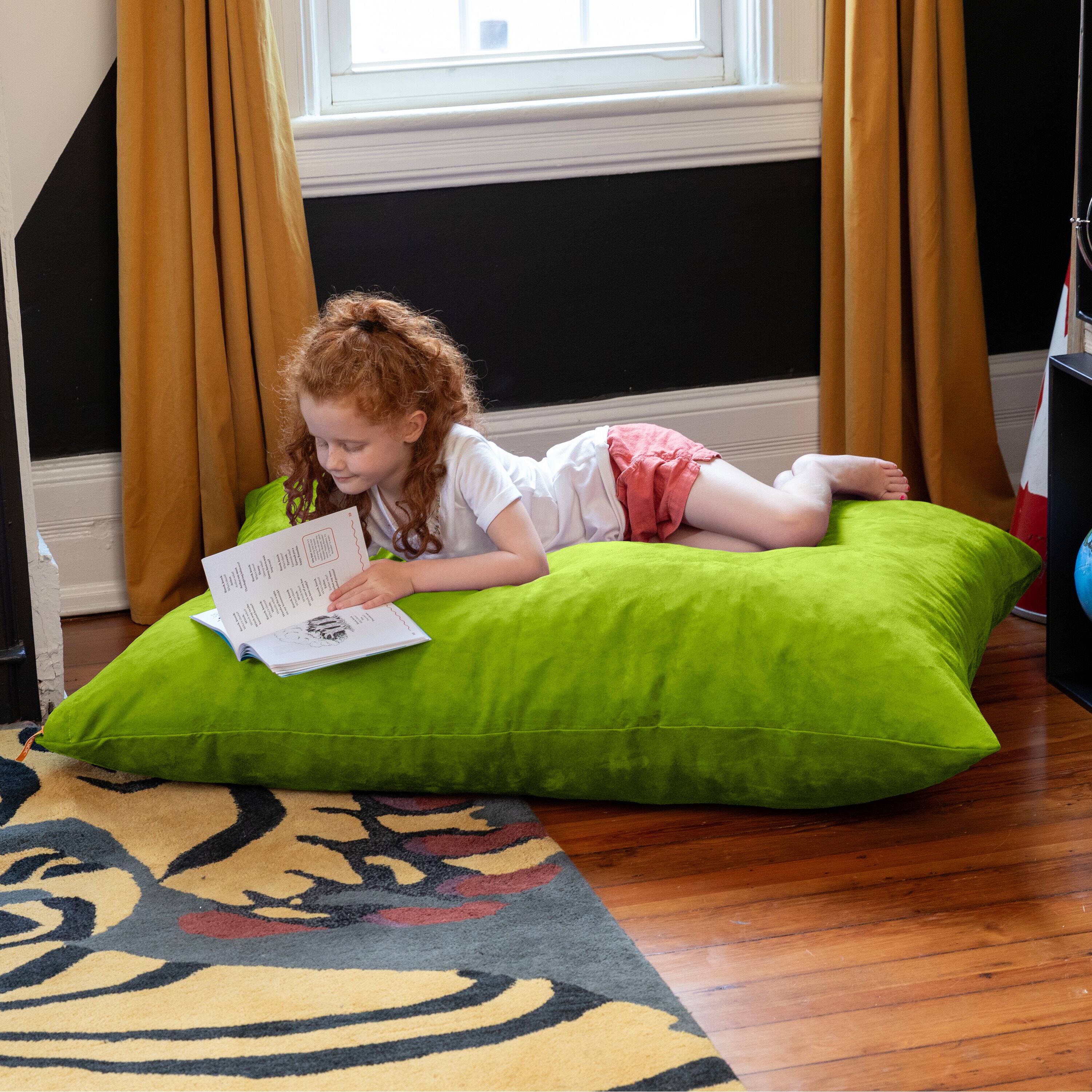 Back. Jaxx - Jaxx 3.5 Ft Pillow Saxx Kids Bean Bag, Lime - Lime.