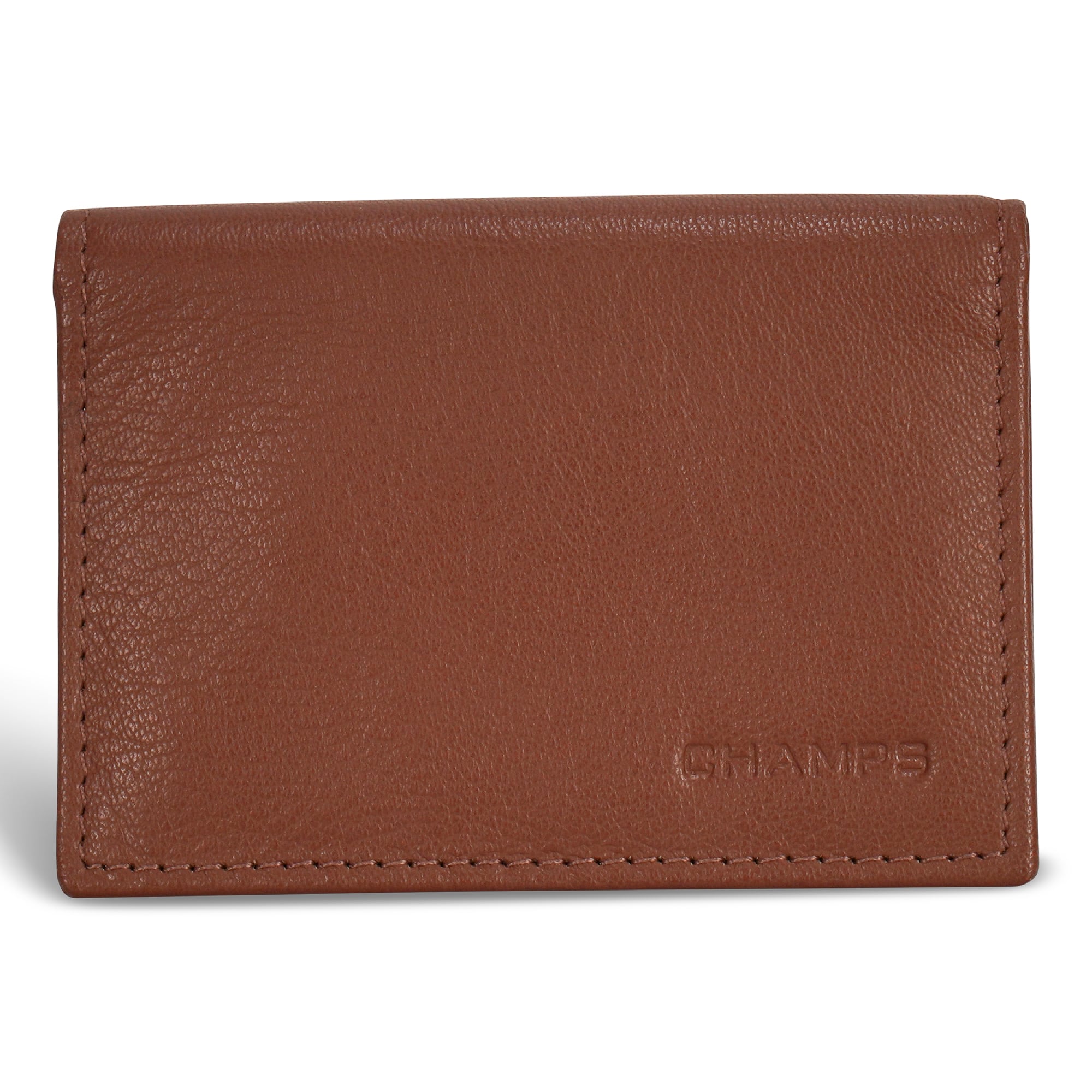 Front. Champs - Onyx Collection Leather Card Case - Brown.