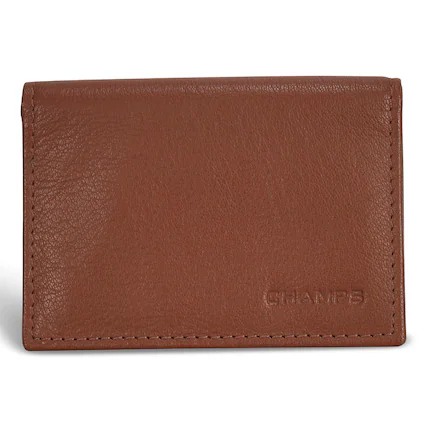 Front. Champs - Onyx Collection Leather Card Case - Brown.