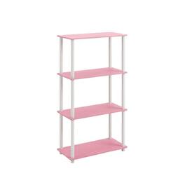 FurniFact - Wooden Bookcase with Open Shelving for Living Room Storage - Pink/White
