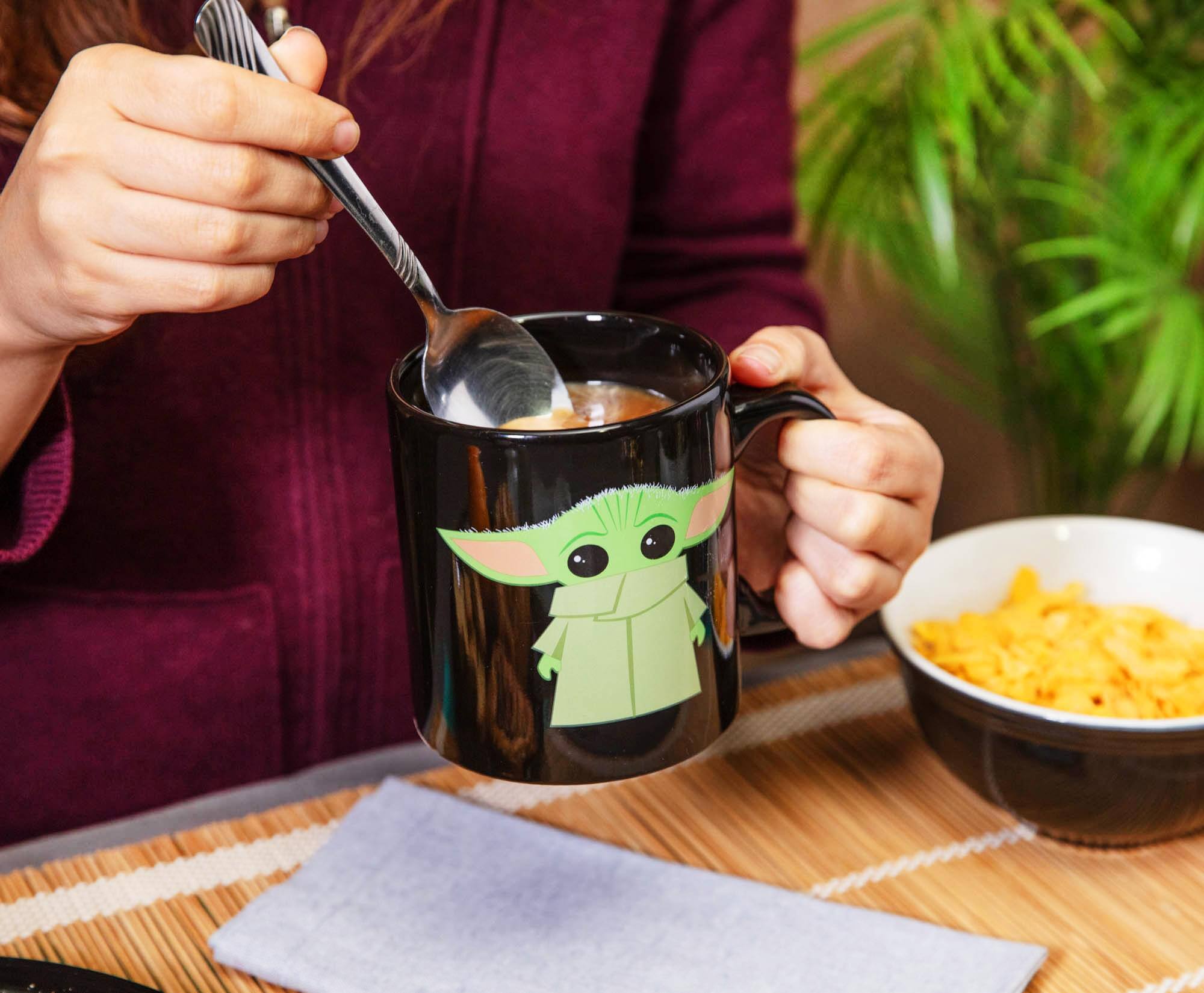 Alt View 2. Silver Buffalo - Star Wars: The Mandalorian Grogu Black Jumbo Ceramic Mug | Holds 20 Ounces - Black.