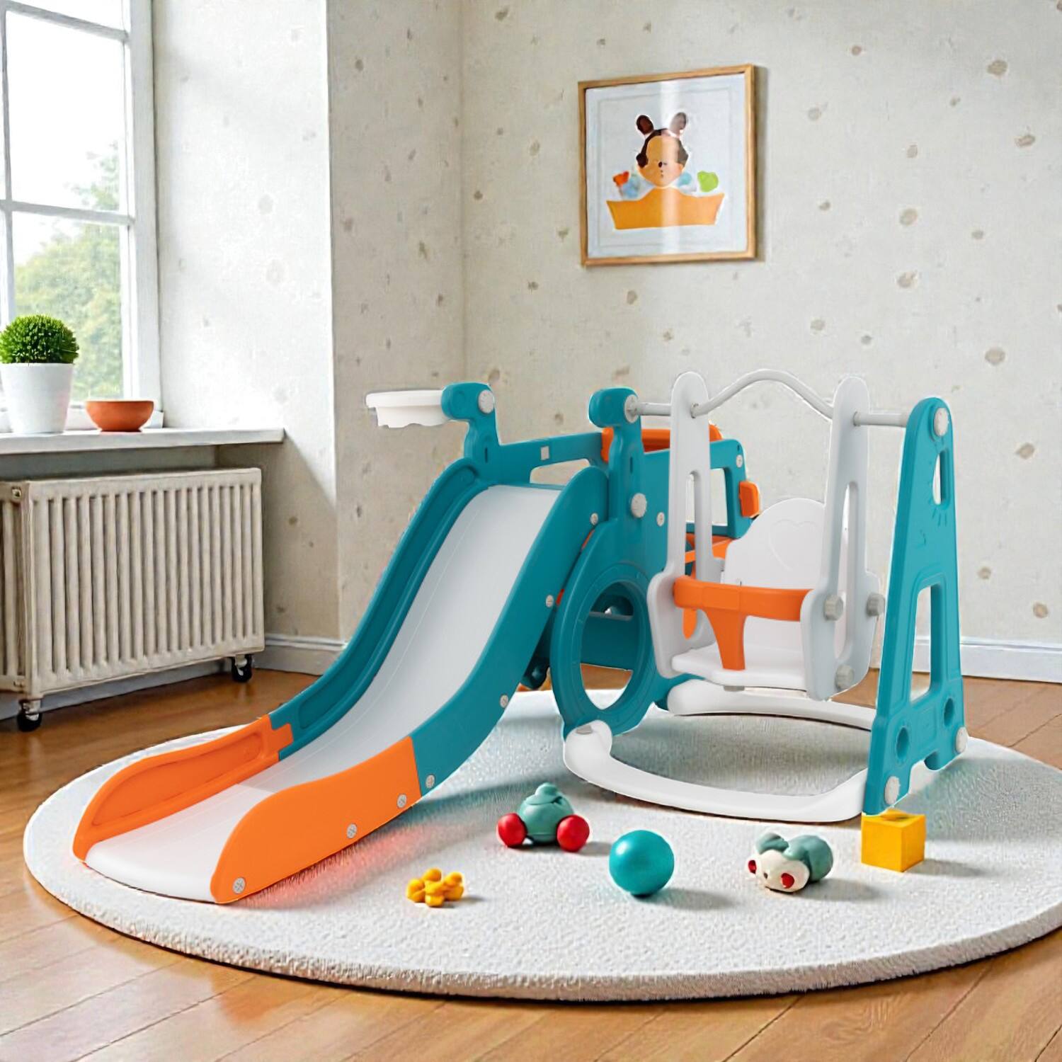 BreeBe - Multi-Functional Kids Playset with Slide, Swing, Mini Bus, and Hoop – 5-in-1 - Multicolor price history on PriceWatchPro