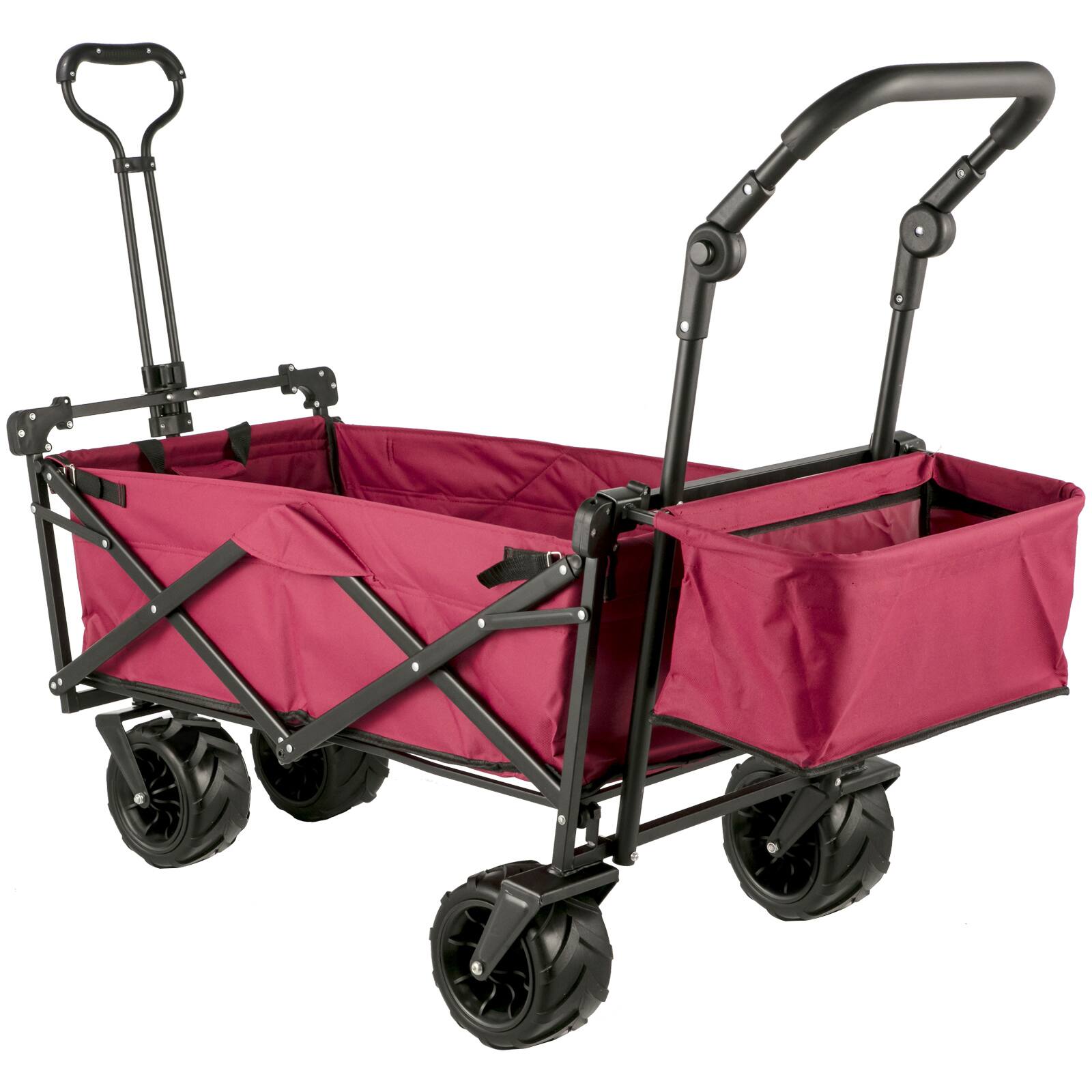 Alt View 5. VEVOR - Extra Large Collapsible Garden Cart with Removable Canopy, Folding Wagon Utility Carts with Wheels and Rear Storage - Red.