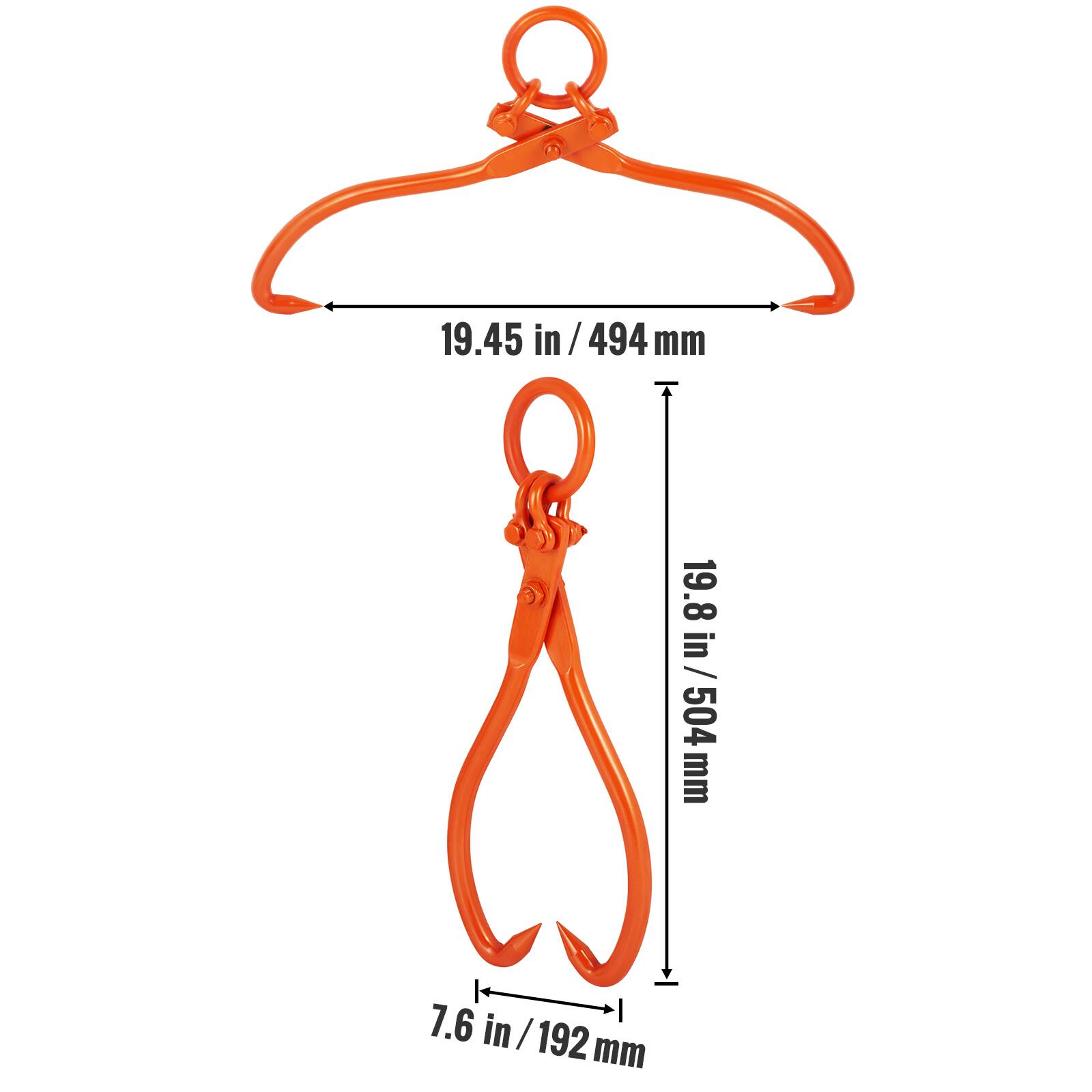 19.45 in / 494 mm  
19.8 in / 504 mm  
7.6 in / 192 mm