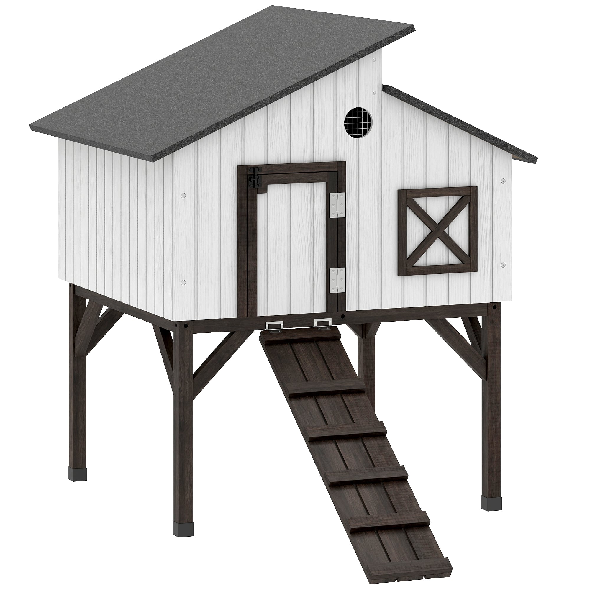 Pawhut - Coop Hen House with Nesting Box, Elevated Rabbit Hutch with Ramp - White price history on PriceWatchPro