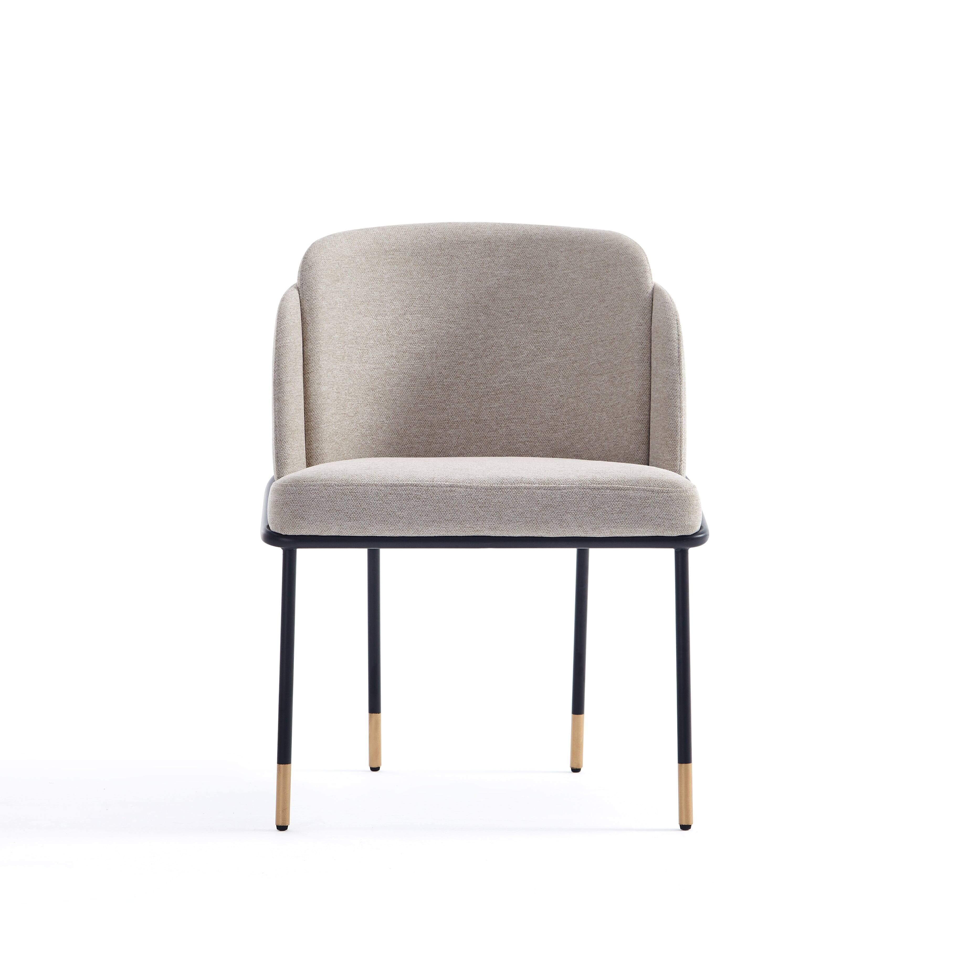 Back. Manhattan Comfort - Flor Modern Metal Twill Weave Dining Chair - Wheat.