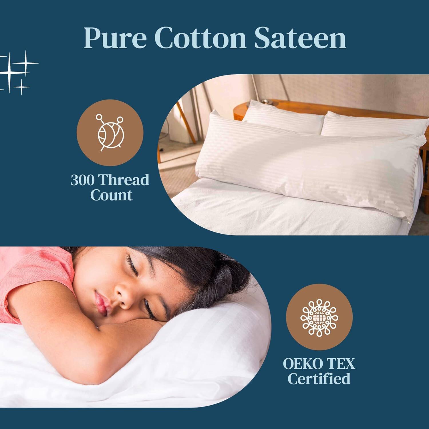 Pure Cotton Sateen  
300 Thread Count  
OEKO TEX Certified