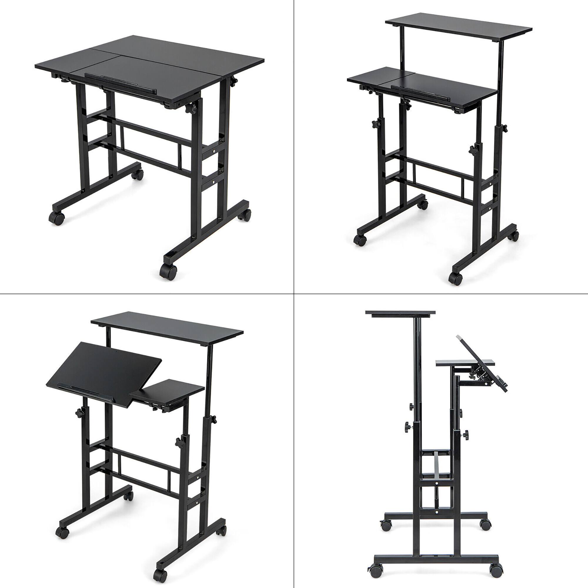 Alt View 9. Gymax - Gymax Mobile Stand up Desk Adjustable Computer Desk Tilting Workstation Black - Black.