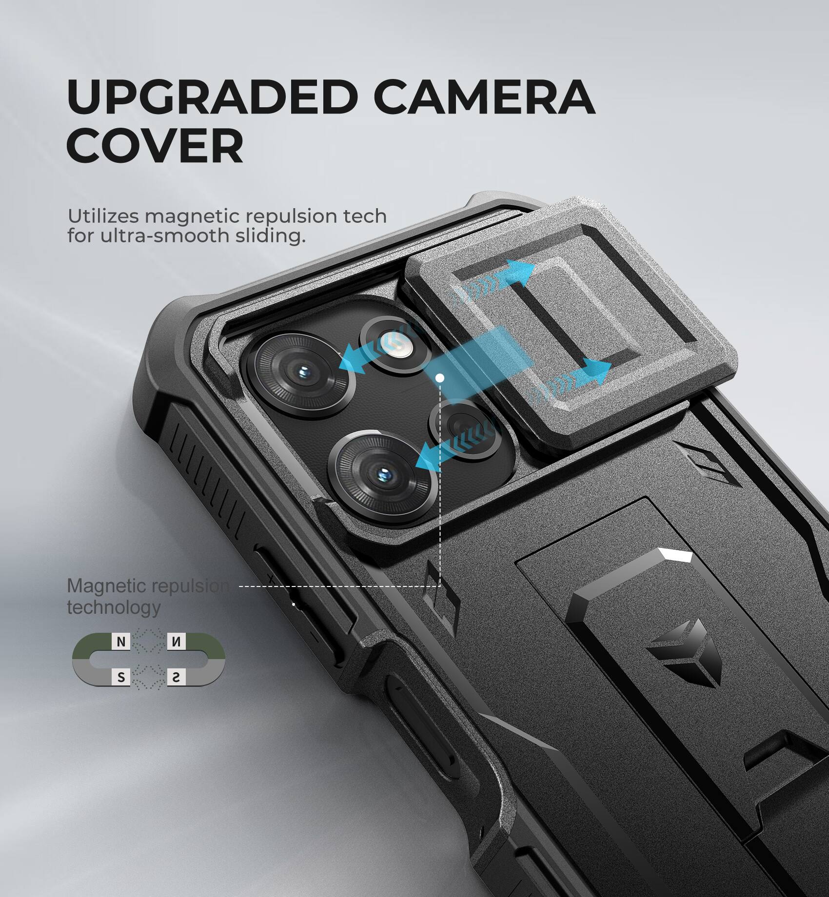 UPGRADED CAMERA COVER

Utilizes magnetic repulsion tech for ultra-smooth sliding.

Magnetic repulsion technology

N  S