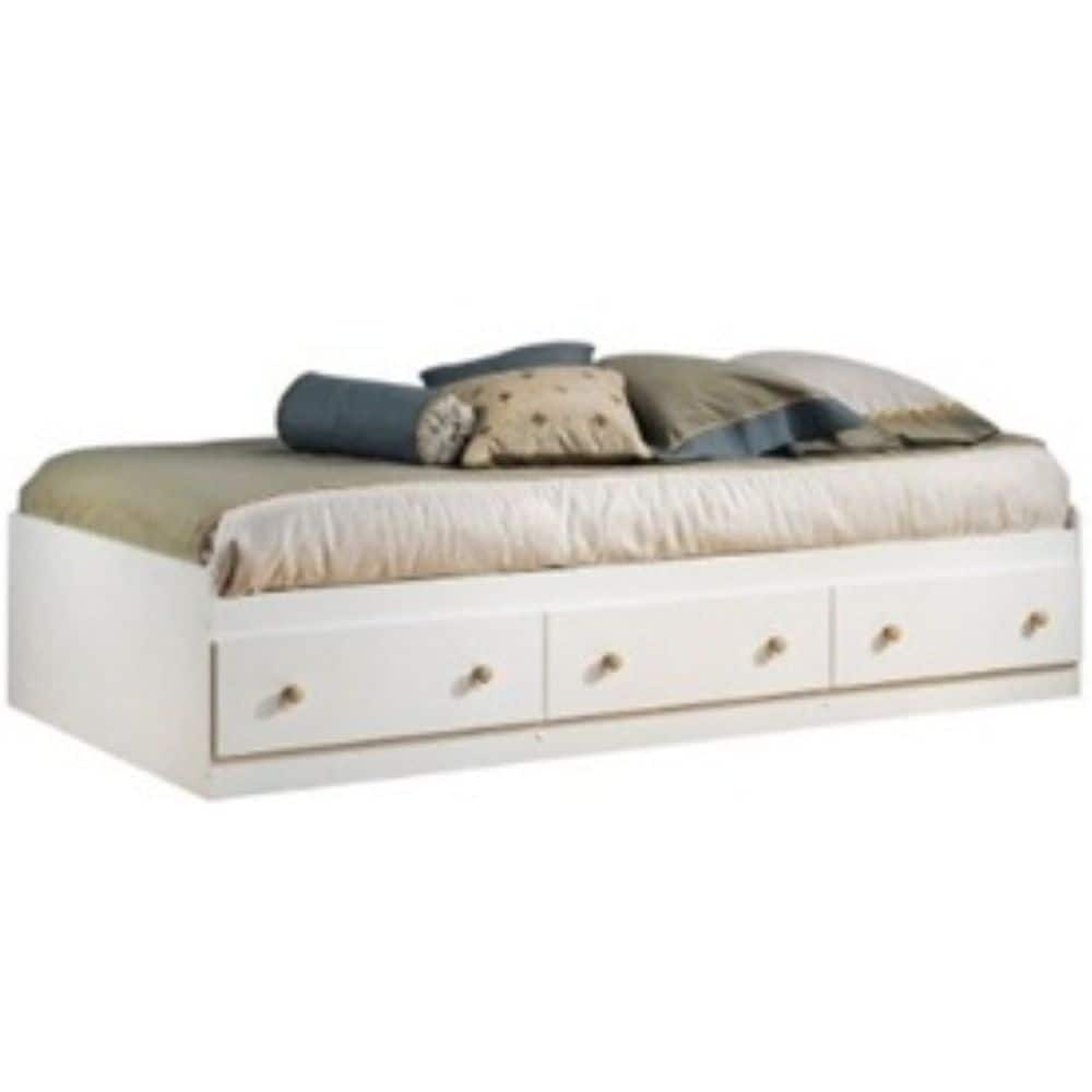 Hivvago - Twin Size Mates Platform Bed with 2 Storage Drawers - White