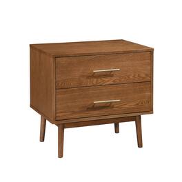 Vaczon - Modern Nightstand with Solid Wood Sleek Nickel Handles and Tip-Resistant Design - Walnut