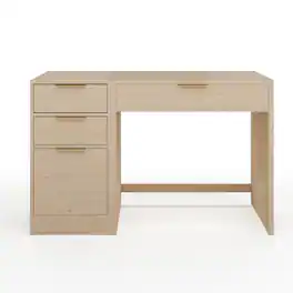 Martha Stewart - Kayden Modular Single-Drawer Desk & 3 Drawer File Cabinet - Light Natural