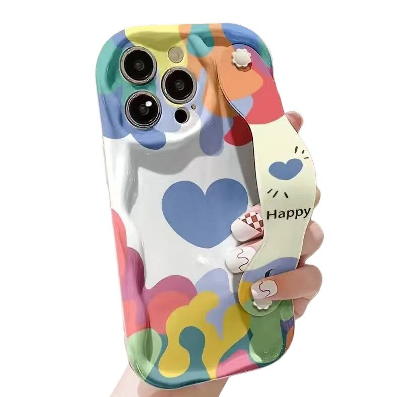 Front. Gravity Ridge - Soft Colorful Anti-Drop Cream Strap Style Anime Pattern Print Phone Case for for iPhone 15 Pro Shockproof Phone Cover - Colorful.