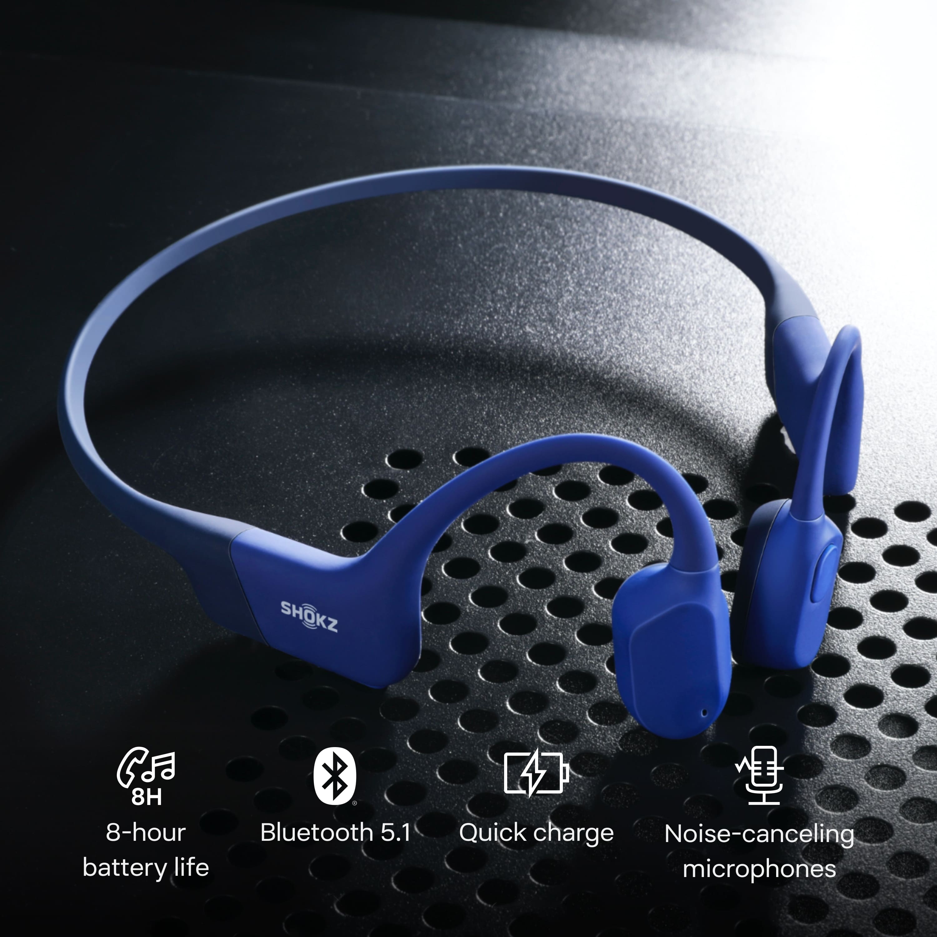 SHOKZ CF 8H
- 8-hour battery life
- Bluetooth 5.1
- Quick charge
- Noise-canceling microphones